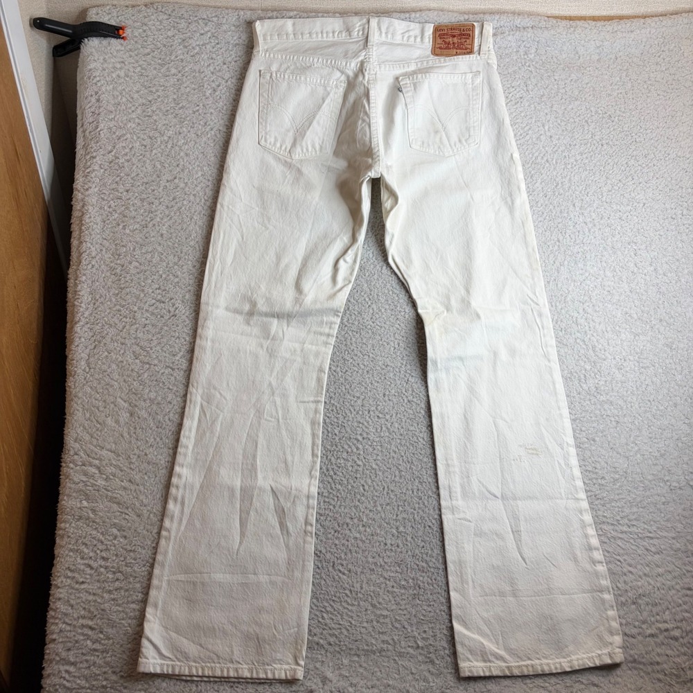 Levis 527 Y2K Low Boot Cut Jeans Mens 34x34 White Denim 100% Cotton Pants